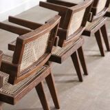Set of 8 Pierre Jeanneret Office Cane Chairs, India 1950s
