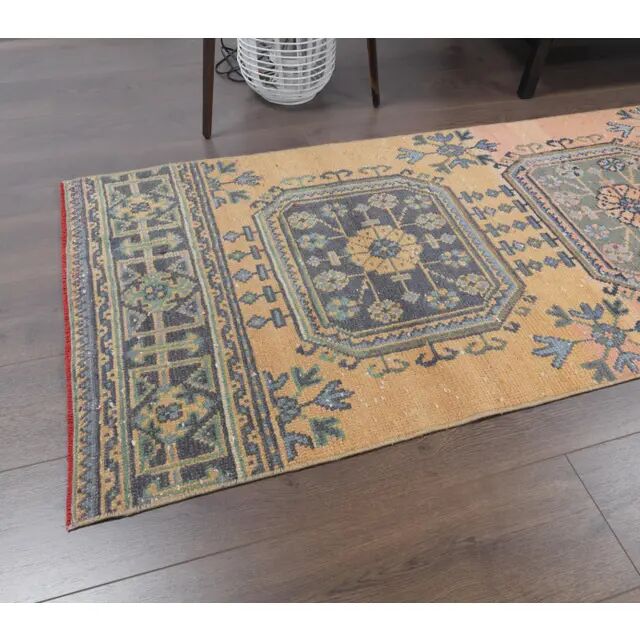 Vintage Turkish Oushak Handmade Wool Runner 78x350