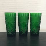 Set 3 glasses green bottle