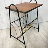 Side table metal black scoubidou and wood