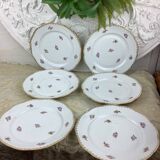 6 flat plates porcelain Limoges France