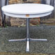 Round table in white formica, retractable, vintage, Collomb creation, 70s