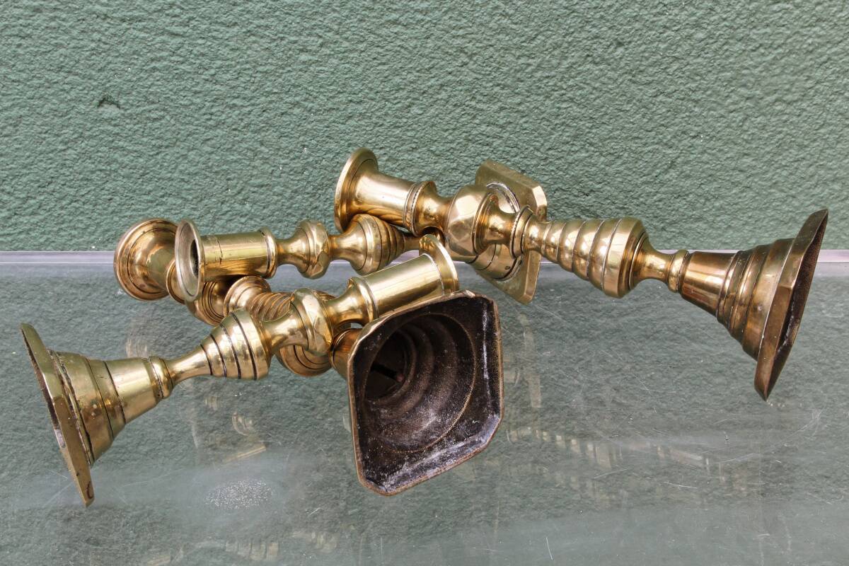 Set of 4 brass candlesticks, England, late 19th century