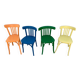 4 multi-colored bistro chairs