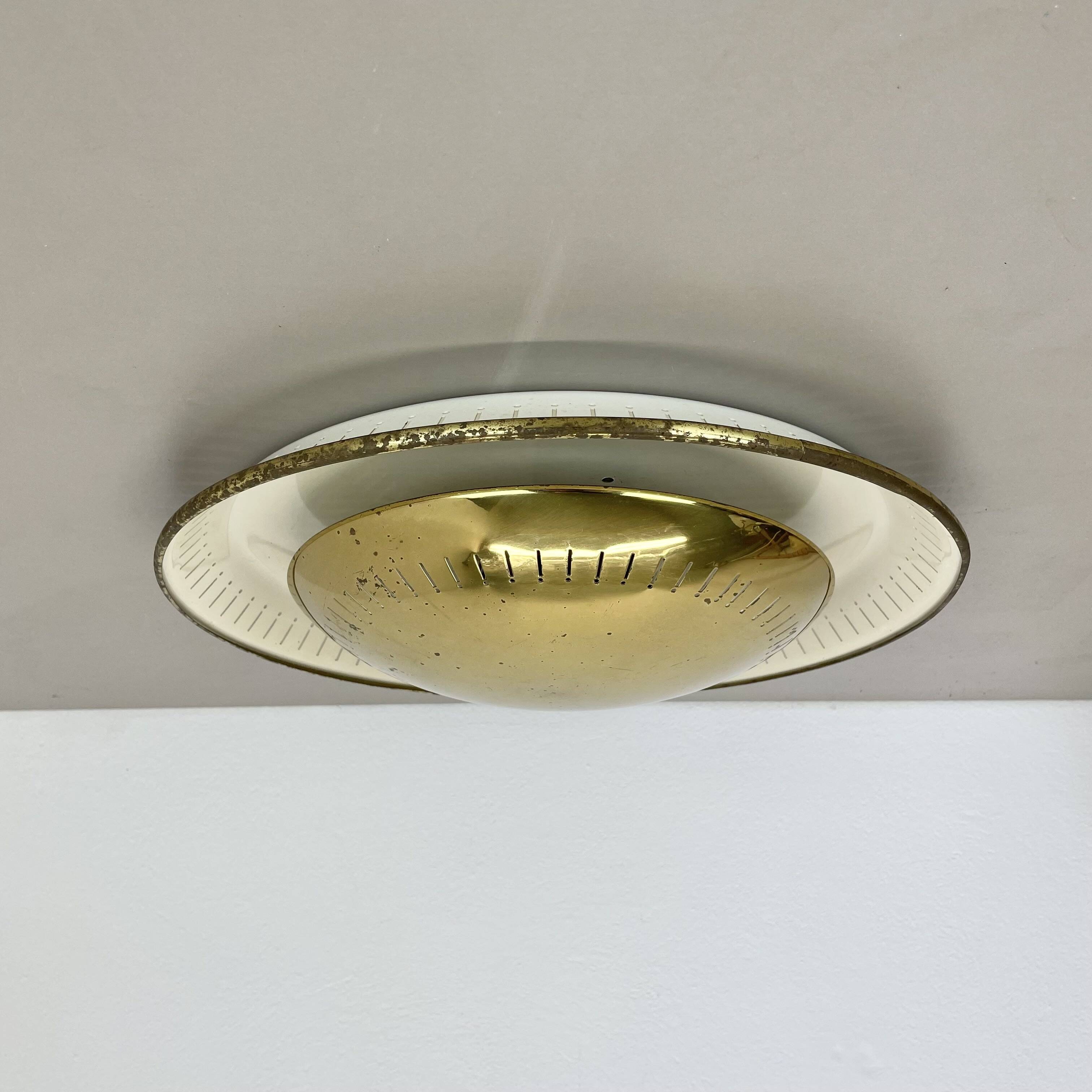unique 42cm Brass Gino Sarfatti Style Ceiling wall Light Flushmount, Italy