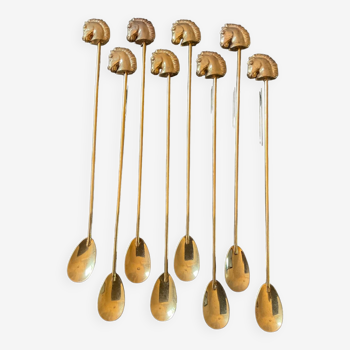 Series of 8 vintage golden spoons