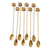 Series of 8 vintage golden spoons