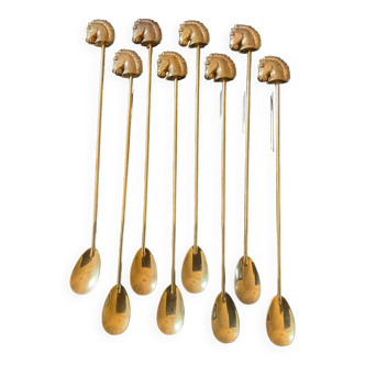 Series of 8 vintage golden spoons