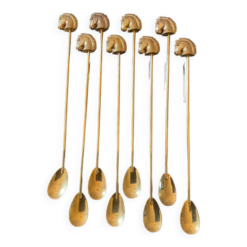 Série de 8 cuillères vintage dorés