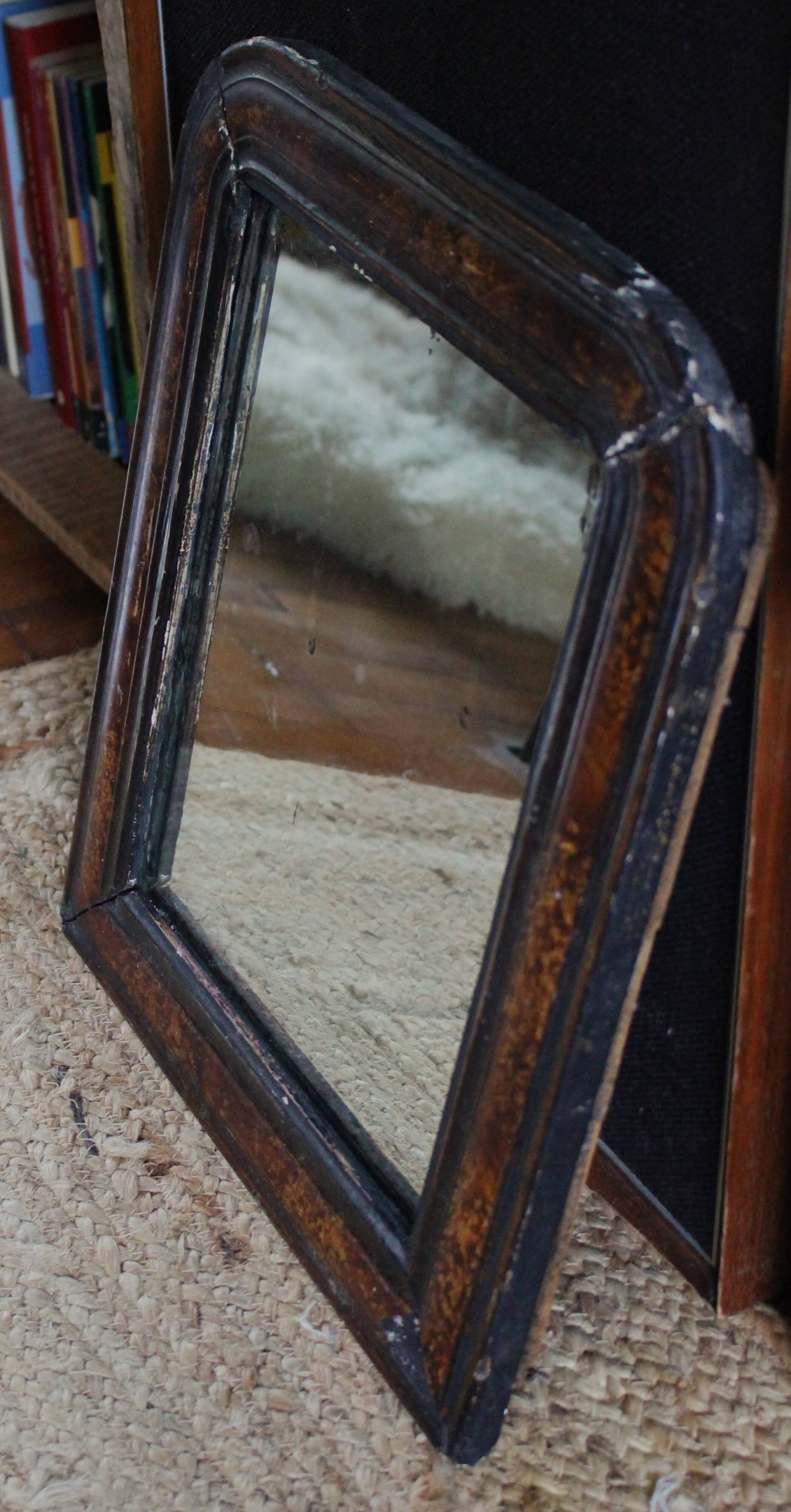 Miroir ancien Louis Philippe noir et marron