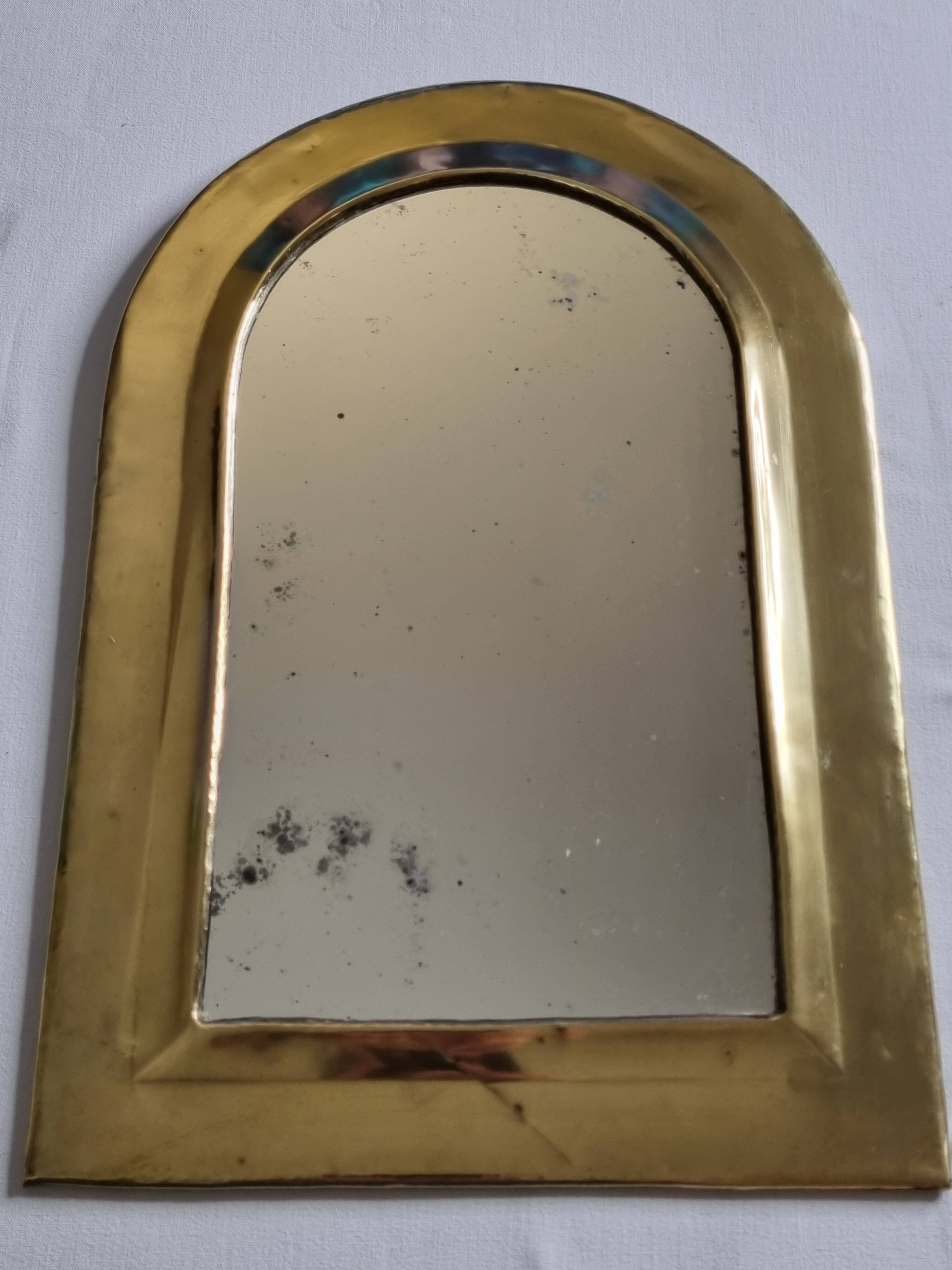 Vintage Moroccan Brass Mirror, Arch Shape, 43 x 29 cm
