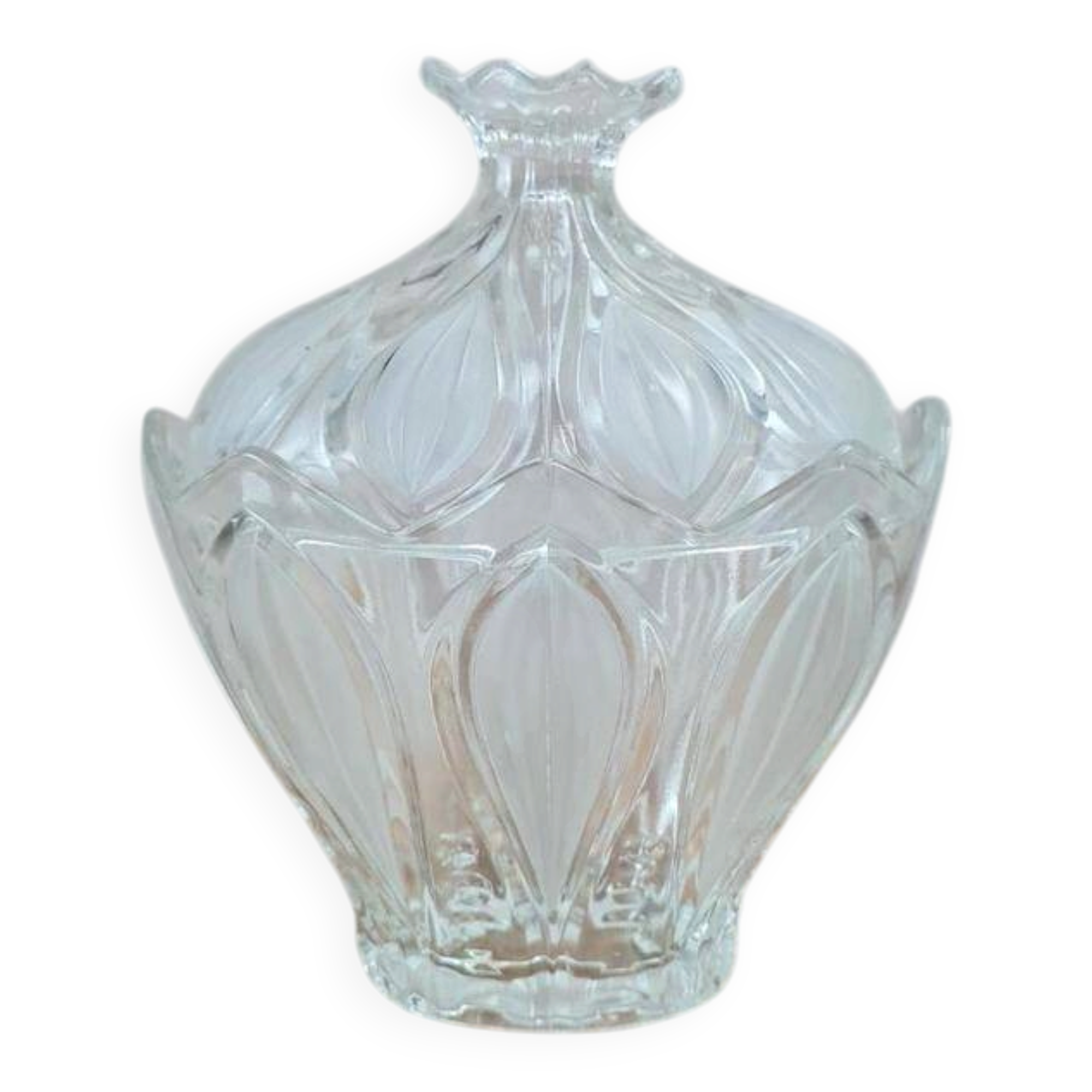 Vintage frosted glass bonbonnière – floral decoration
