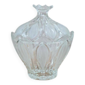 Bonbonnière vintage en verre moulé givré – décor floral