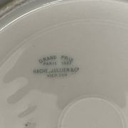 Pair of Hache Jullien plates, fine earthenware, castle decor, early 20th century