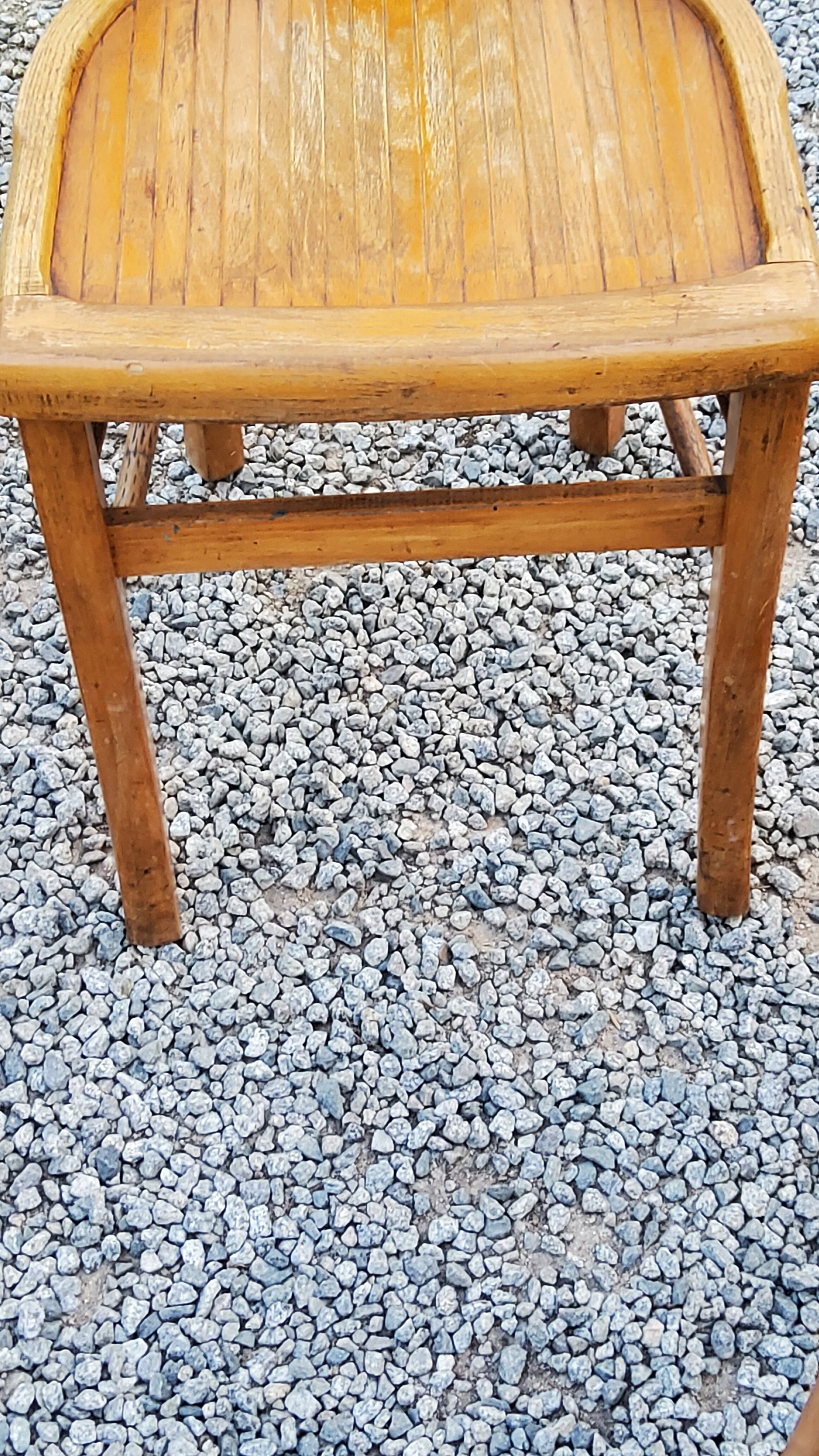 Set of 4 bistro chairs in beech and blond oak from the 50s