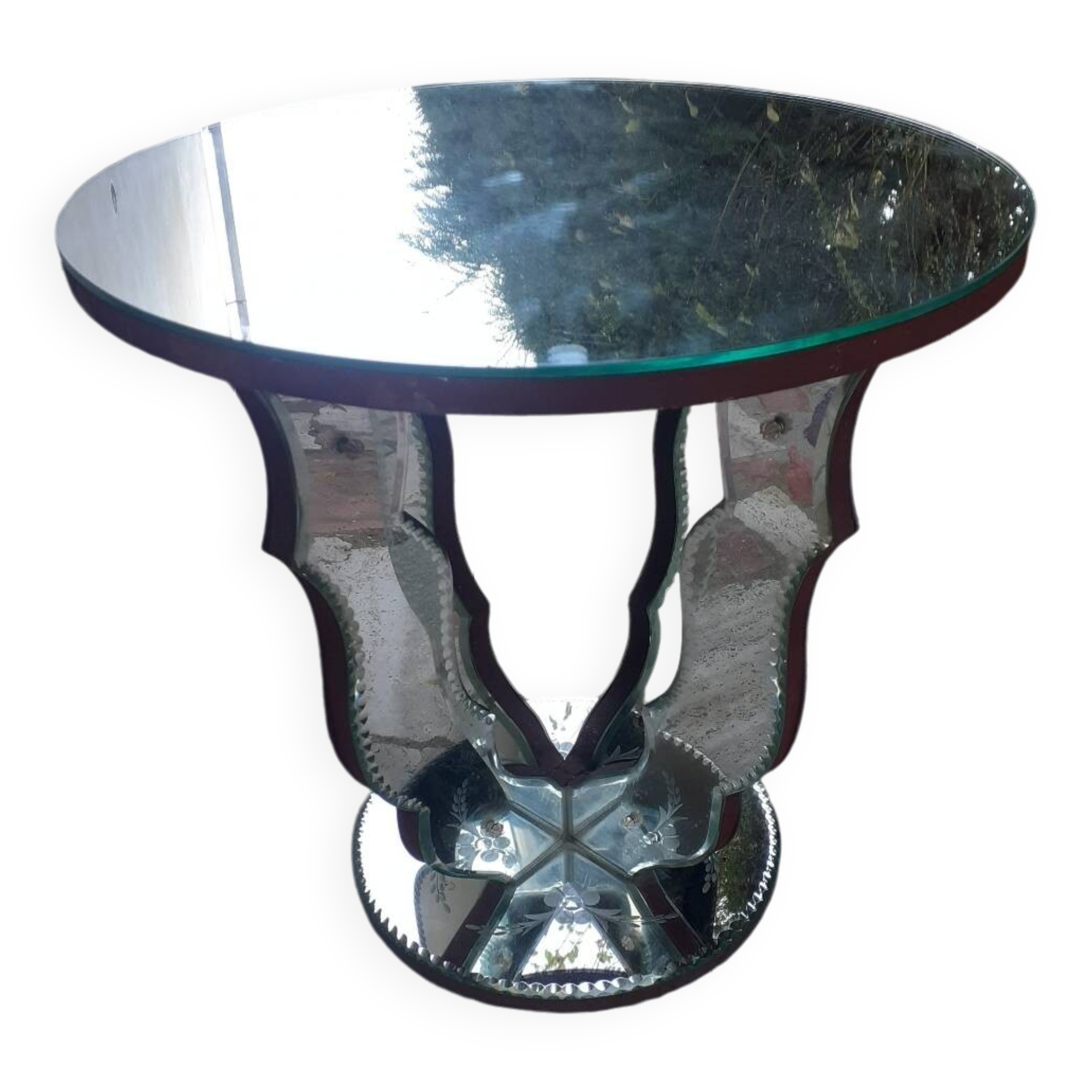 1930s mirrored pedestal table