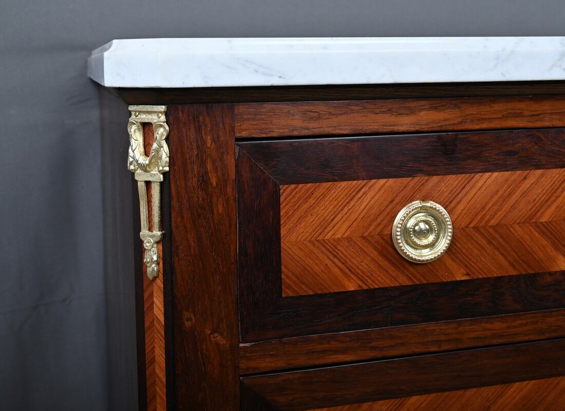 Rosewood and rosewood marquetry commode, Louis XVI style – late 19th century