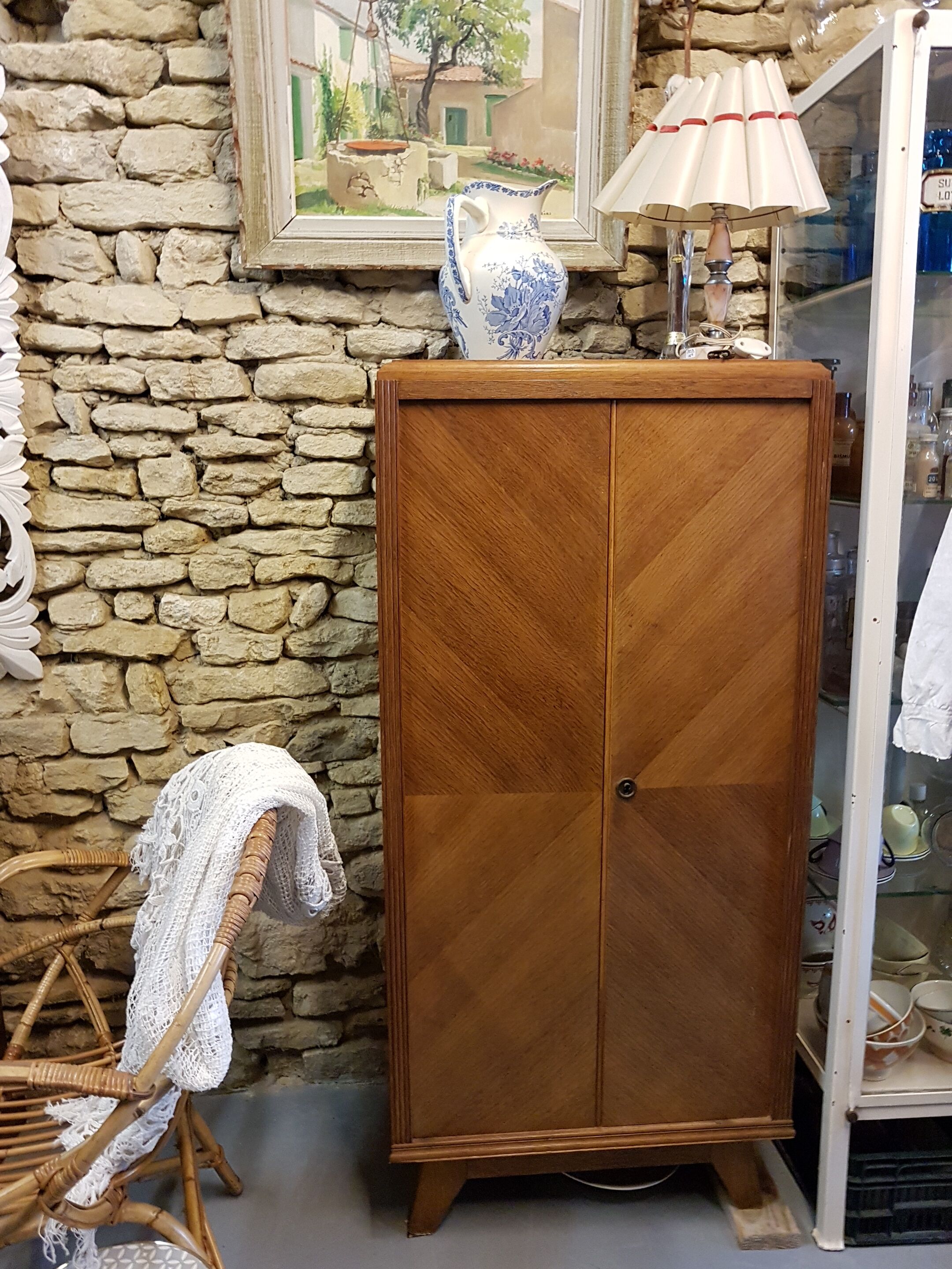 Small vintage wooden wardrobe