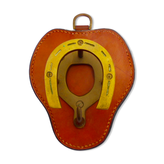 Coat rack & key ring, leather saddle stitch