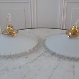 Pendant lamp in serrated opaline 40s