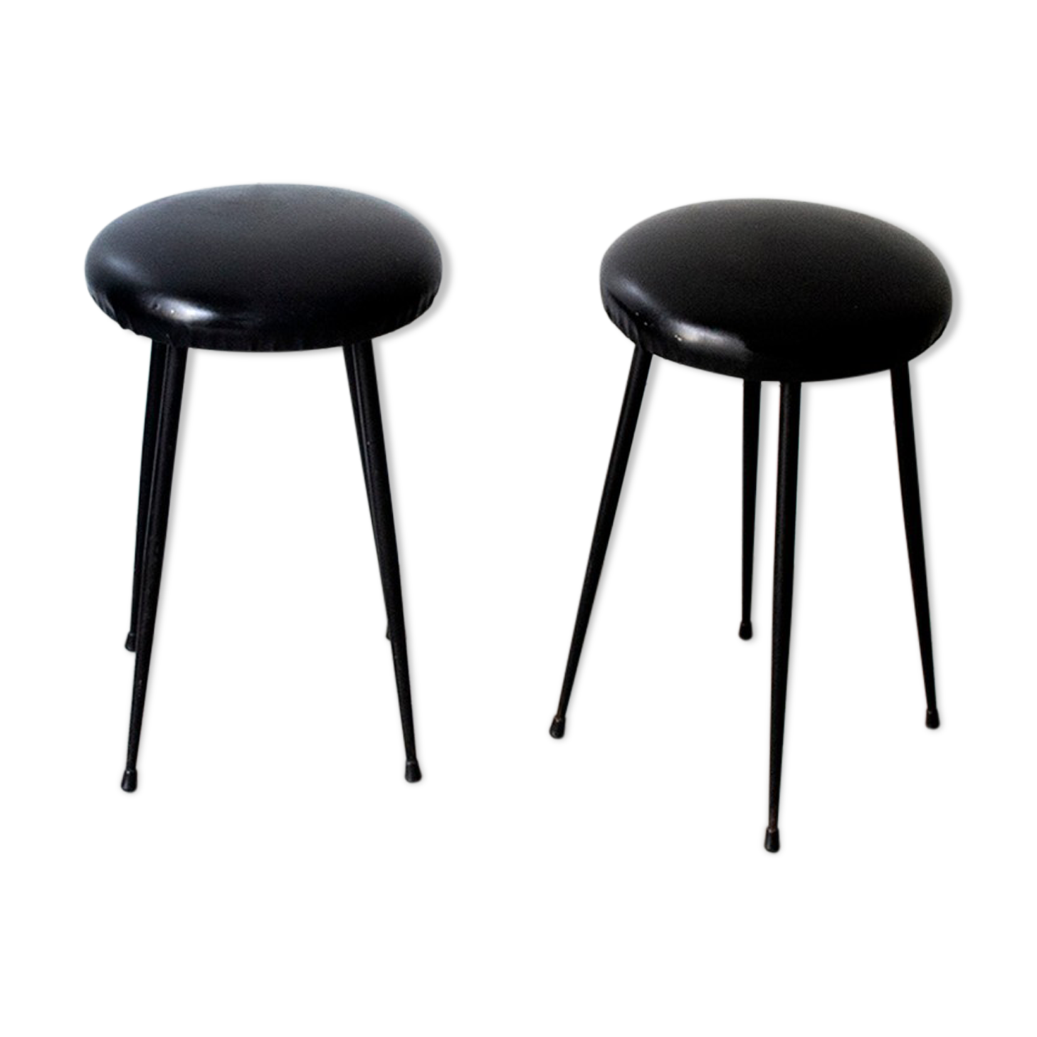 Pair of upholstered vinyl stools Italy 50s