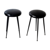 Pair of upholstered vinyl stools Italy 50s
