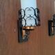 Pair vintage wrought iron wall lamps