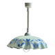 Vintage suspension in white and blue glass with wavy edge D46 H53