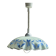 Vintage suspension in white and blue glass with wavy edge D46 H53