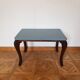 Table basse art déco bois brut et bleu zingueur