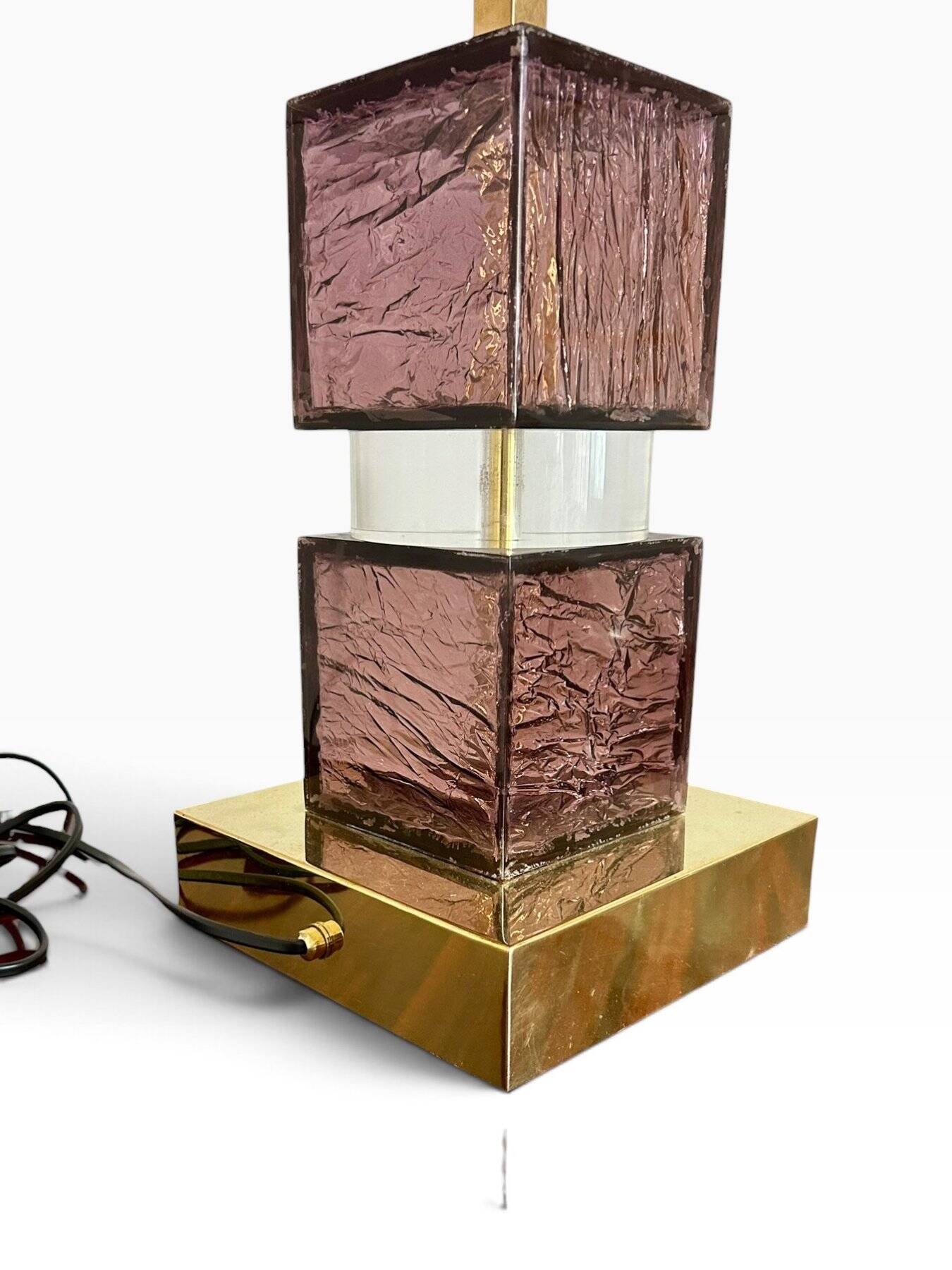 Lampe Attr. à Romeo Rega en lucite et laiton, 1970