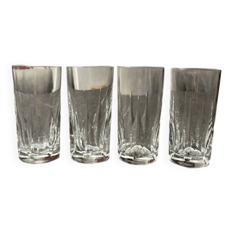 Série de 4 verres à orangeade estampillés cristal saint louis