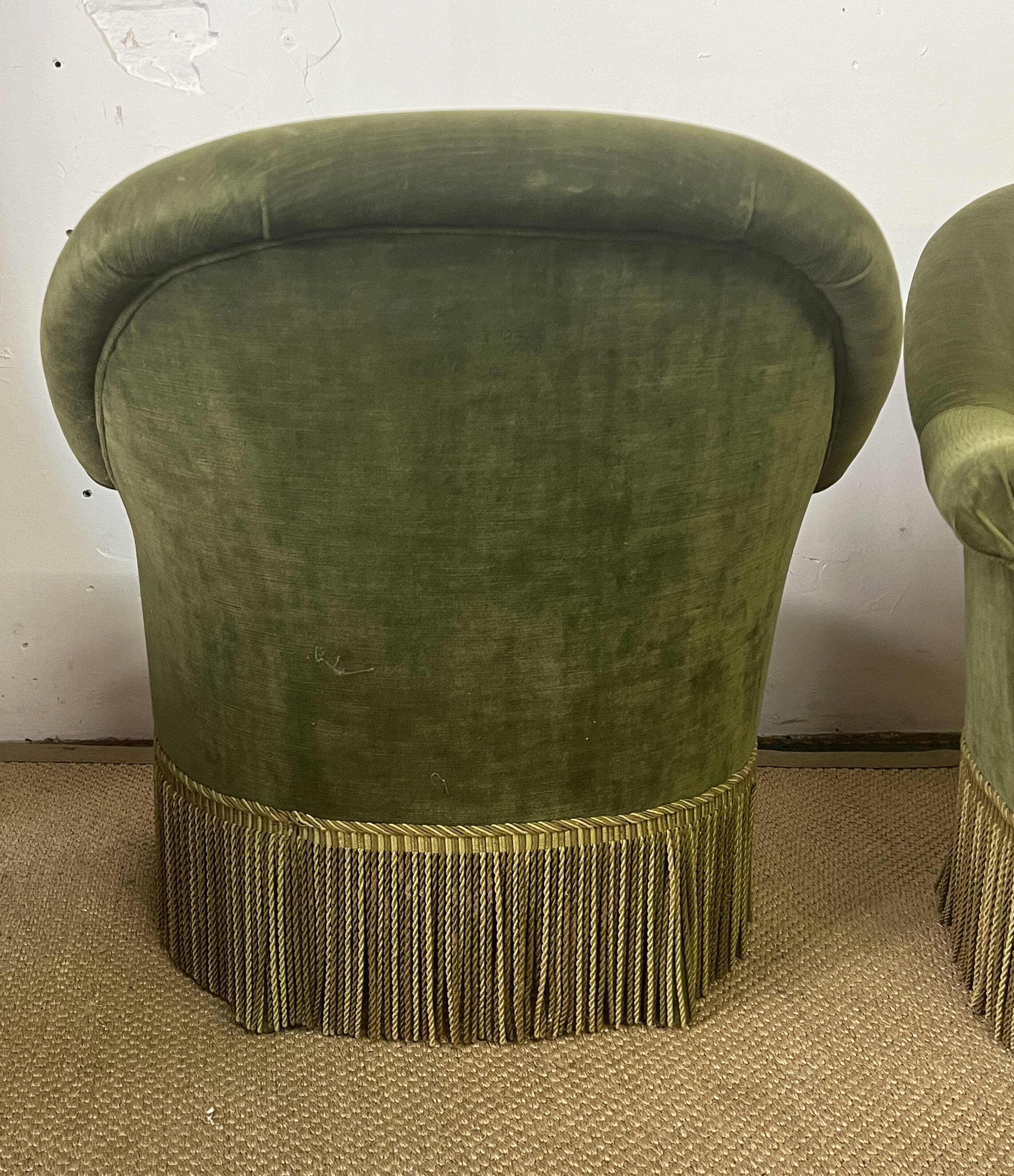 Pair of green toad armchairs