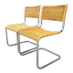 Pair of rattan and chrome-plated metal chairs, 1970