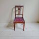 6 Art Deco dining chairs in solid wood and burgundy leather.