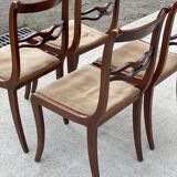 4 chaises en acajou et daim beige style Louis Philippe scandinave