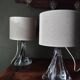 Pair of table lamps - Twisted transparent glass bases from the 1950s - Hemp shades