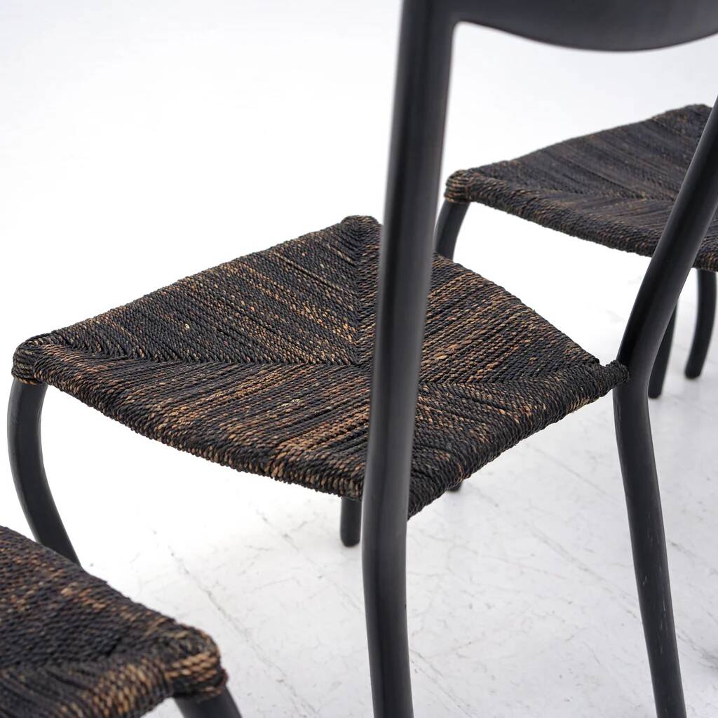 Black Manila dining chairs by Val Padilla for Conran, c.1980