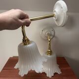 Pair of white tulip wall sconces