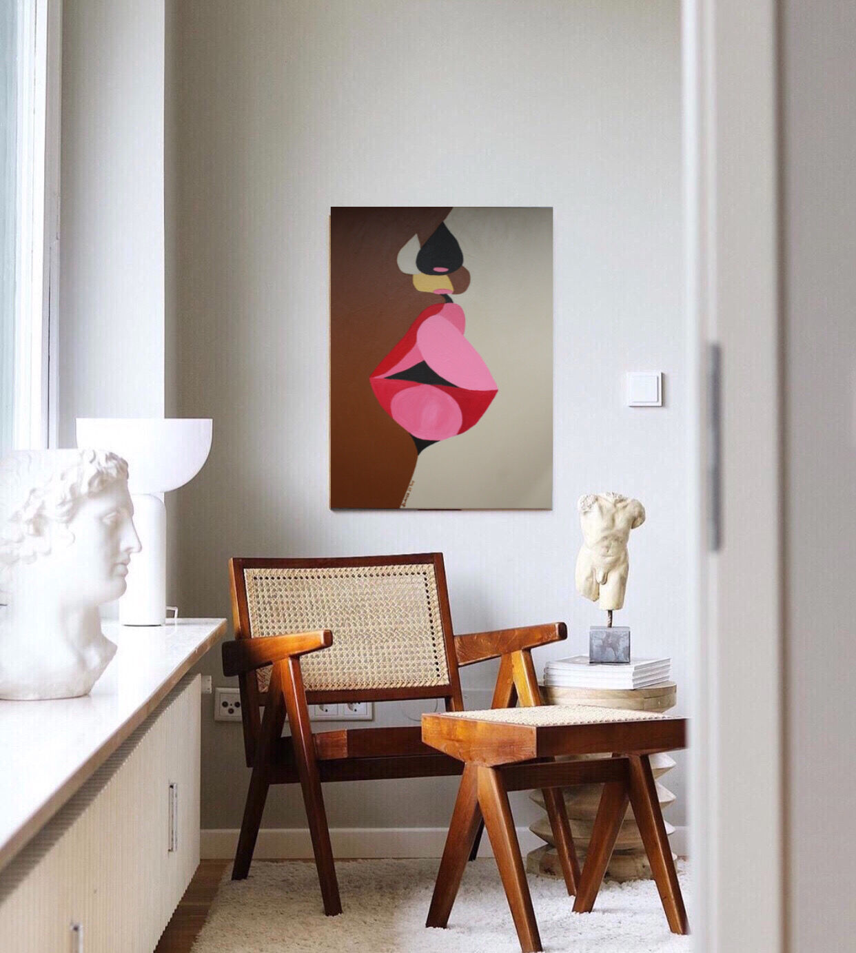 Romantic acrylic painting on cotton "the kiss" 80x60 cm