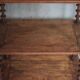 Napoleon III spool shelf, floor-standing shelf with brass tips.