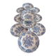 Assiettes plates anglaises Ridgway 'Windsor' bleu & blanc