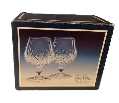 2 crystal cognac glasses