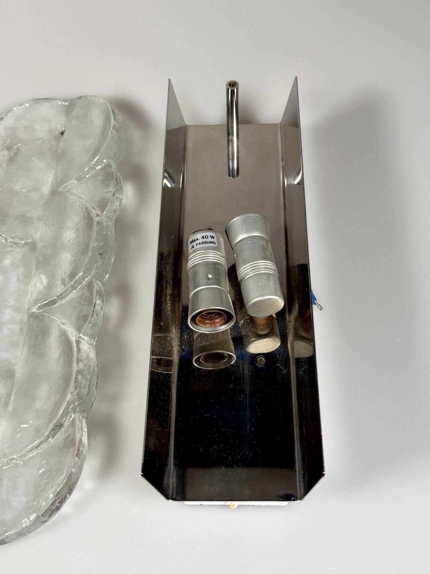 1960s 1970s Ice Glass Wall Sconce by J.T. Kalmar Franken KG Austria
