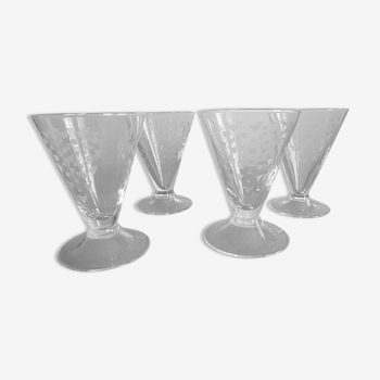 Lot 4 glasses aperitif shape conical Height 10 cm