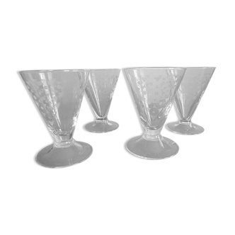 Lot 4 glasses aperitif shape conical Height 10 cm