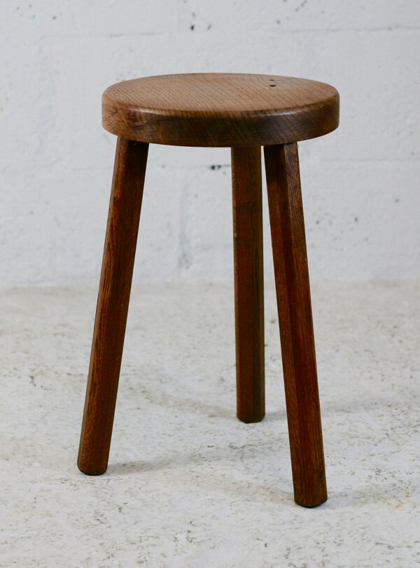 Tabouret tripode bois france, circa 1950
