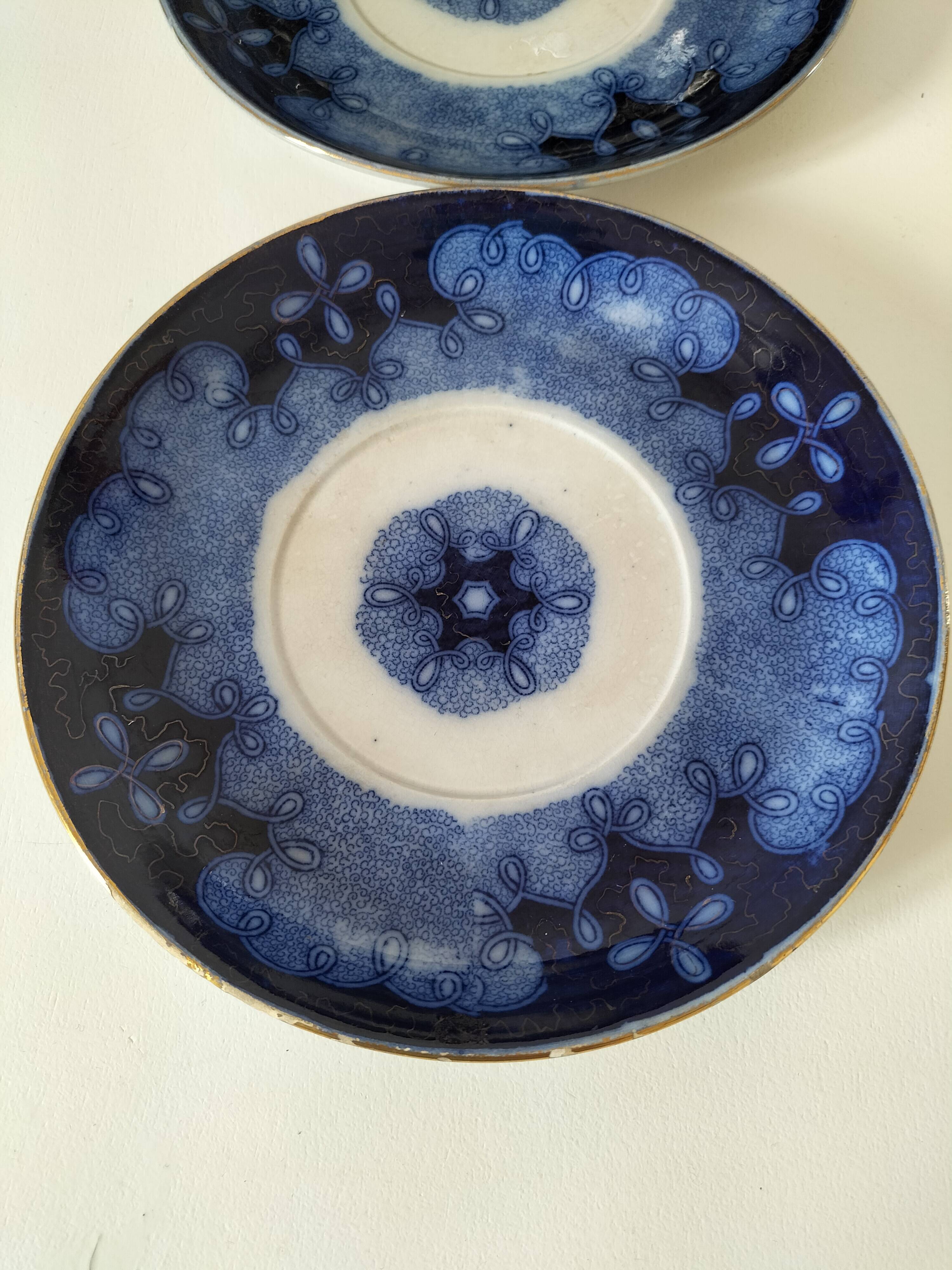 Trio of redowa plates – sarreguemines, ironstone – circa 1890