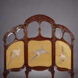 1900 three-leaf mahogany screen by Felix Bernard