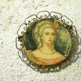 Watercolor miniature female portrait Signed Guérard